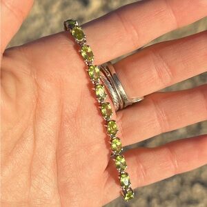 Sideways Oval Peridot Gemstone Tennis Bracelet 6 1/2”
